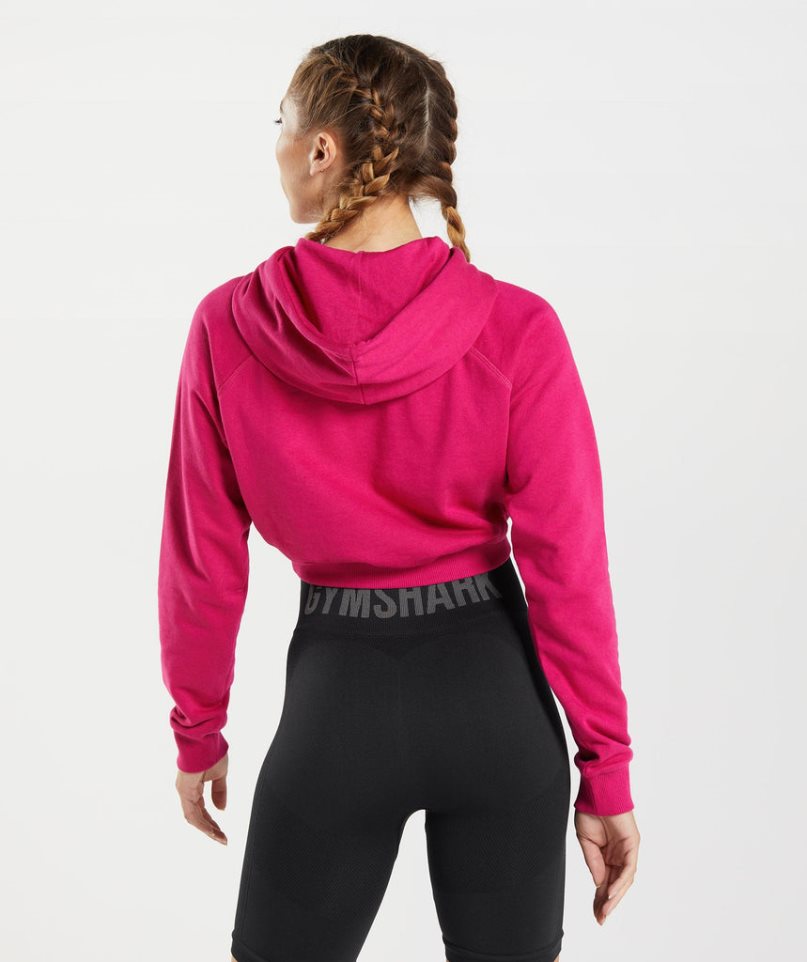 Bluzy Z Kapturem Gymshark Treningowe Cropped Damskie Fuksja | PL 354FOC